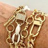 Gold Cuban Chain Bracelet-Chunky Curb Bracelet-Miami Cuban chain-Spring Lock Closure- Gold Heart Charm