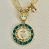 Gold Chain Necklace-Nautical Crown Charm-Turquoise Enamel Charm-Cubic Zirconia Pendant-Roman Numerals-Adjustable Length Vanessadesigns4u