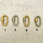 Gold Carabiner Necklace-Chunky Multilink Chain Necklace-Shiny Textured Chain Necklace- Pave Screw Lock Clasp