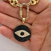 Gold Chunky Chain Necklace-Micro Pave Evil Eye Pendant-CZ Gold Carabiner Clasp-Puffed Link-Coffee Bean Link Vanessadesigns4u