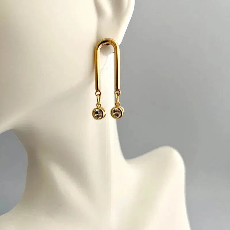 Gold Cubic Zirconia Earring- Chandelier Earring-Dangle Earrings-Polished 14k Plated Plated