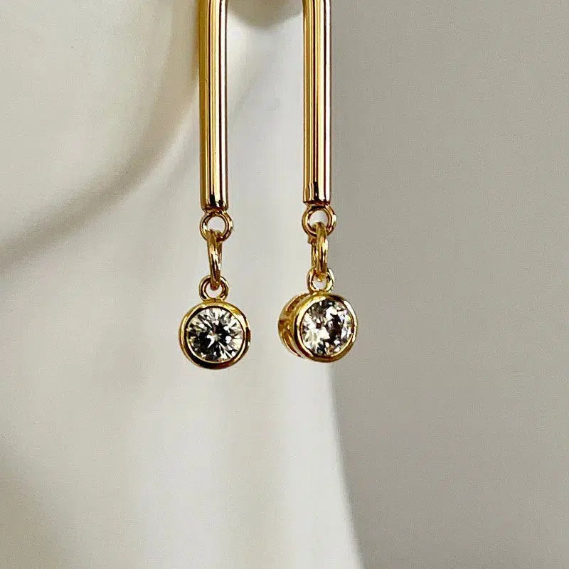 Gold Cubic Zirconia Earring- Chandelier Earring-Dangle Earrings-Polished 14k Plated Plated