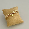 Gold Cuban Chain Bracelet-Chunky Curb Bracelet-Miami Cuban chain-Spring Lock Closure- Gold Heart Charm