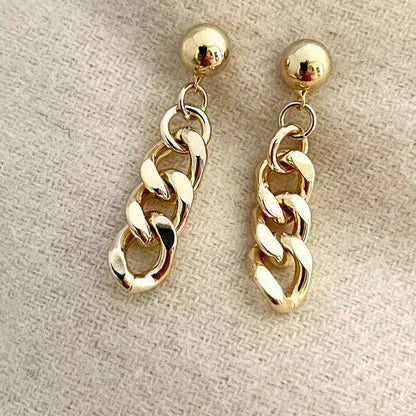 Gold Cuban Link Earring-Drop Dangle Earring -Miami Cuban Link Earring-Curb Link Chain Earrings-Chunky Earrings-Chain Stud