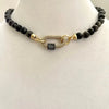 Hand Knotted Labradorite Necklace-Gold Micro Pave Carabiner Clasp- Gunmetal Screw-Semi Precious Beads-Gift For Her Vanessadesigns4u
