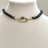 Hand Knotted Labradorite Necklace-Gold Micro Pave Carabiner Clasp- Gunmetal Screw-Semi Precious Beads-Gift For Her Vanessadesigns4u