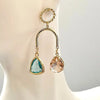 Gold Crystal Earrings-Chandelier Earrings-Colored Stone Earrings-Dangle Earrings-Polished 14k Plated Plated Vanessadesigns4u