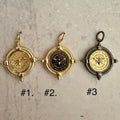 Gold Chunky Chain Necklace, French Bee Coin Pendant, Art Deco Style