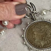Silver Reproduction Coin Pendant-Porcelain Replica Pearl Necklace-Choice Of 3 Coins-Bezel w/Pearl and CZ-Silver CZ Spring Lock Clasp Vanessadesigns4u