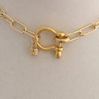 Carabiner Chain Necklace-Choker Necklace-Clasp Chain Necklace-Gold Cable Necklace-Gold Shackle Necklace-Shackle Jewelry-Padlock Charm