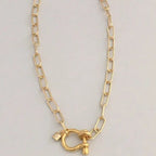 Carabiner Chain Necklace-Choker Necklace-Clasp Chain Necklace-Gold Cable Necklace-Gold Shackle Necklace-Shackle Jewelry-Padlock Charm