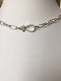 Matte Silver Paperclip Chain Necklace: Pave Lobster Clasp