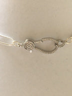 Matte Silver Paperclip Chain Necklace: Pave Lobster Clasp