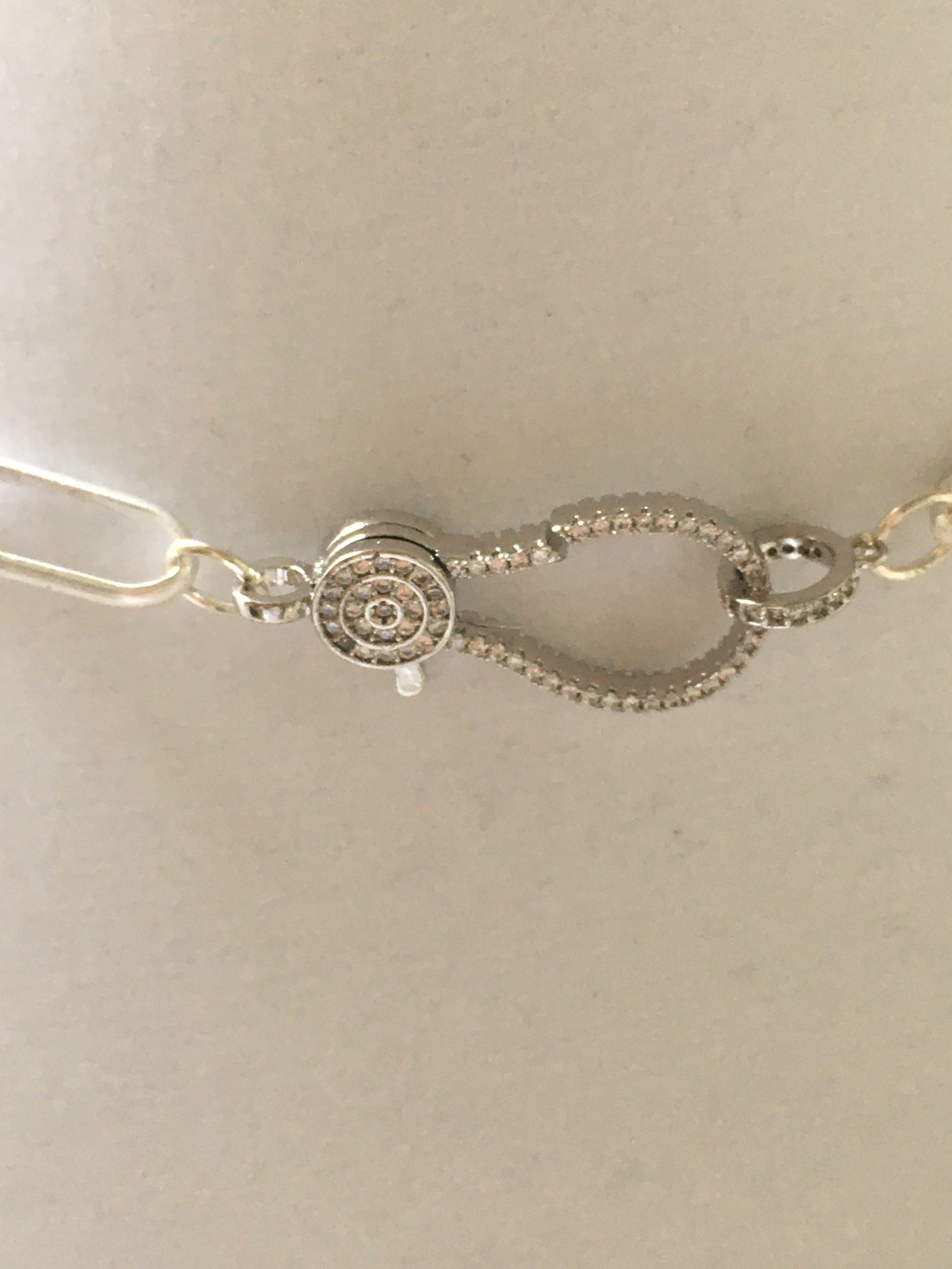 Matte Silver Paperclip Chain Necklace: Pave Lobster Clasp