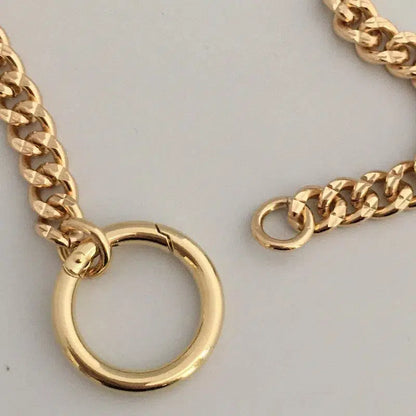 Gold Curb Link Chain Necklace-Cuban Chain Choker-Chain Choker-Gold Chain Necklace-Chunky Necklace-Spring Lock Connector-Gold Carabiner