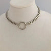 Silver Curb Link Chain Necklace-Cuban Chain Choker-Chain Choker-Silver Chain Necklace-Chunky Necklace-Spring Lock Connector-Silver Carabiner