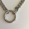 Silver Curb Link Chain Necklace-Cuban Chain Choker-Chain Choker-Silver Chain Necklace-Chunky Necklace-Spring Lock Connector-Silver Carabiner