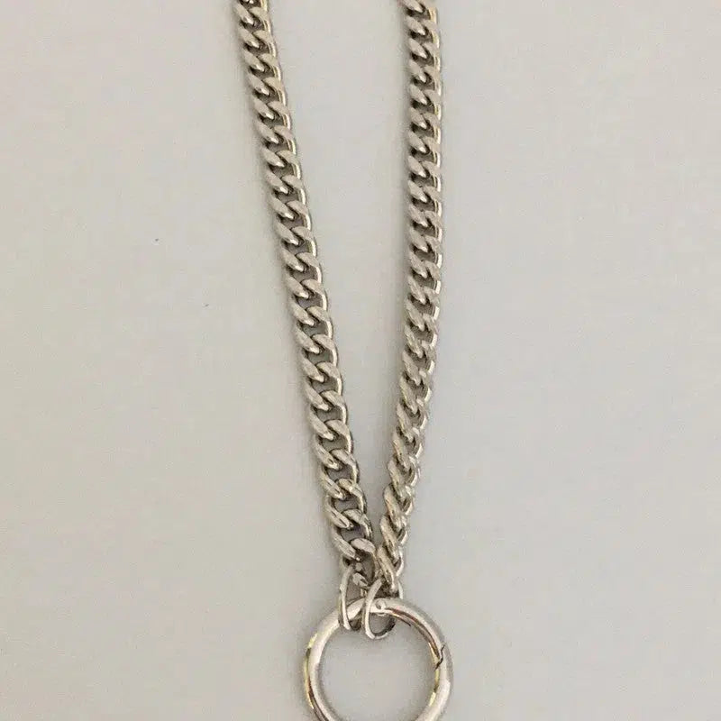 Silver Curb Link Chain Necklace-Cuban Chain Choker-Chain Choker-Silver Chain Necklace-Chunky Necklace-Spring Lock Connector-Silver Carabiner