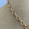Vintage Coin Necklace-Shiny Gold Multi Link Chain Necklace-Gold Reproduction Coin-Gunmetal Bezel Coin-Spring Lock Clasp