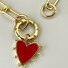 Gold Paperclip Chain Necklace-Enamel Heart Pendant-CZ Spring Clasp-Gold Paperclip Chain-Enamel Red-Blue-Pink Heart-Choice of 3 Colors