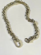 Chunky Multilink Silver Chain Necklace – Pave Carabiner Clasp