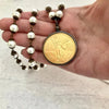 Gold Pesos Coin Necklace-Porcelain Glass Pears-Replica Freshwater Bead Chain-Gunmetal Bezel-50 Pesos Coin-Lobster Clasp