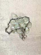 Gunmetal Cable Chain Necklace-Faceted Crystal Gunmetal Flower Pendant-Pave Carabiner Clasp