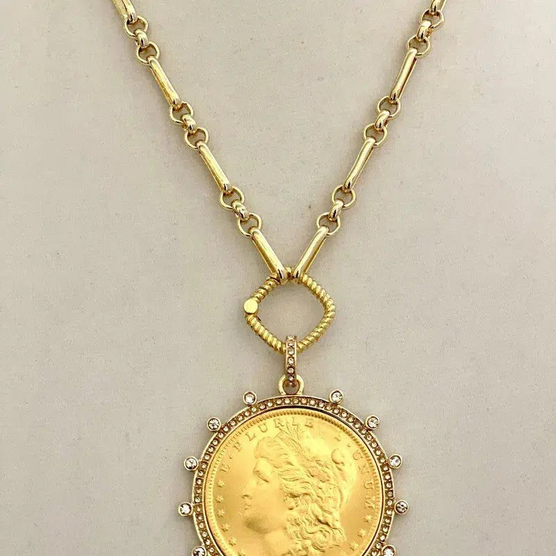 1899 $20 Double Eagle Liberty Gold Coin 18K Bezel 10K Foxtail Necklace |  eBay