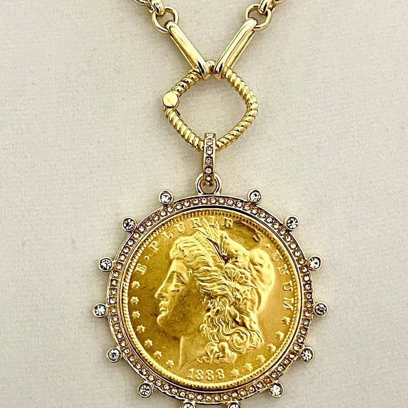 20 dollar Gold Coin pendant and rope necklace