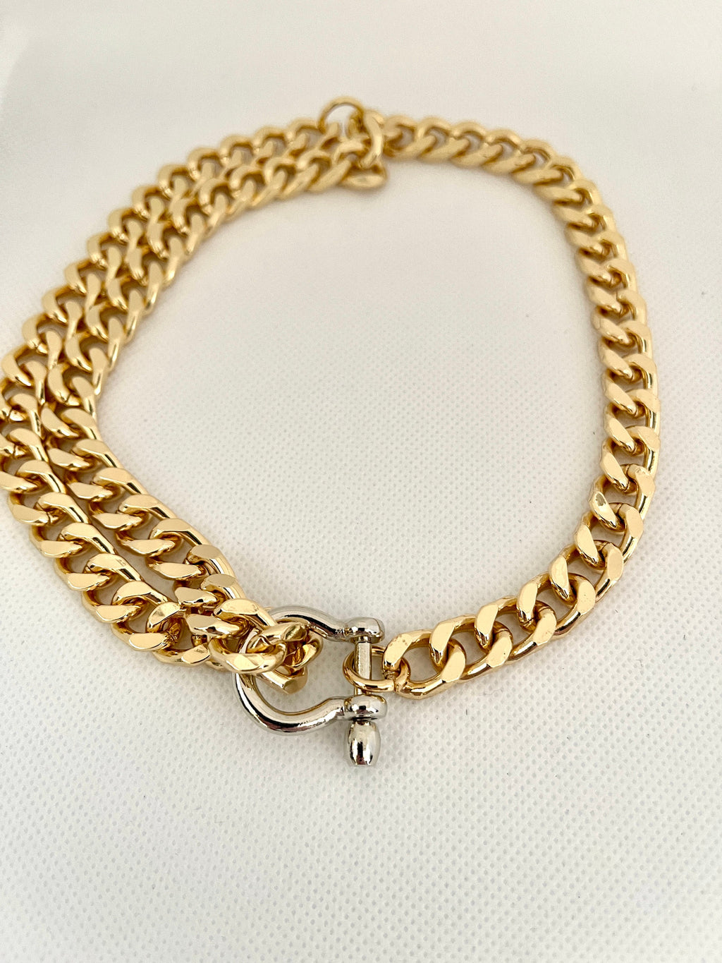 Gold Miami Cuban Chain Necklace – Chunky Double Strand, Shackle Clasp