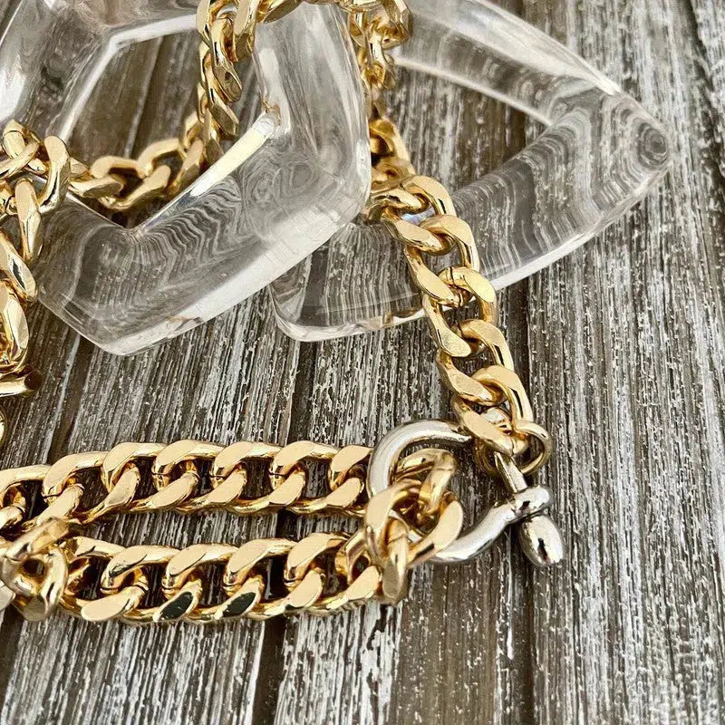 Gold Miami Cuban Chain Necklace-Thick Chunky Chain-Double Layer Cuban Chain-Shackle Clasp- 3 Color Choice Shackle-Unique Design-Gift For Her