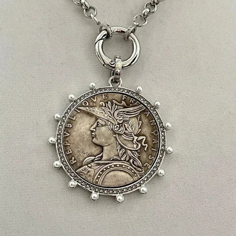 Silver Necklace, Coin Necklace, Silver Disc Necklace, Silver Pendant  Necklace, Coin Jewelry, Dainty on Luulla