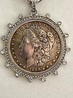 Vintage Coin Pendant Necklace – Art Deco Reproduction, CZ Bezel