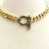 Gold Miami Cuban Necklace-Thick Chunky Chain-Hammered Brass Shackle-Curb Chain-Statement Necklace