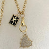 Gold Chain Necklace-Belcher Rolo Chain-Hand Clasped ring-CZ Heart Charm-Coat of Arms Charm--Adjustable Length-Charms-Lobster Closure