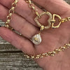 Gold Heart Carabiner Chain Necklace-Micro Pave Spring Clasp-CZ Heart Pearl Pendant-Gold Plated Belcher Rolo Chain-Dainty Necklace-Her Gift