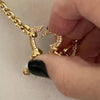 Gold Heart Carabiner Chain Necklace-Micro Pave Spring Clasp-CZ Heart Pearl Pendant-Gold Plated Belcher Rolo Chain-Dainty Necklace-Her Gift