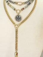 Silver Miami Cuban Chain Necklace – Gold Carabiner Clasp, Mixed Metal