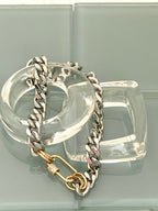 Silver Miami Cuban Chain Necklace – Gold Carabiner Clasp, Mixed Metal