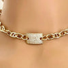 Gold Equestrian Style Chunky Chain-Micro Pave CZ Connector- Choker Chain Necklace-Adjustable Length