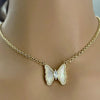 Gold Chain Butterfly Necklace-Mother of Pearl Connector Charm-CZ Charm-2in Extender Chain-Lobster Clasp