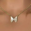 Gold Chain Butterfly Necklace-Mother of Pearl Connector Charm-CZ Charm-2in Extender Chain-Lobster Clasp