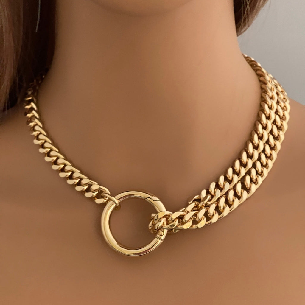 Chunky Gold Miami Cuban Chain Necklace-Thick Chunky Chain-Double Layer