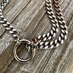 Chunky Silver Miami Cuban Chain Necklace, Double Strand