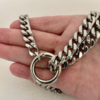 Chunky Silver Miami Cuban Chain Necklace, Double Strand