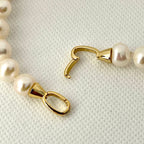 Freshwater Pearl Necklace-Gold Reproduction French Coin-Commemorative Medal- Antique Style -Spiked Bezel Pendant-Gift For Her