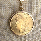 Gold Coin Pendant-Paperclip Chain Necklace-Shiny Gold Coin-Reproduction Coin-LibertyCoin-Carabiner Clasp-Spring Lock Clasp-Aesthetic Jewel