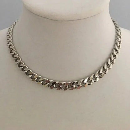 Chunky Cuban Chain Necklace-Silver Chunky Necklace-Curb Chain Necklace-Swivel Lock Clasp-Lock Necklace-Silver Spring Gate Clasp Necklace