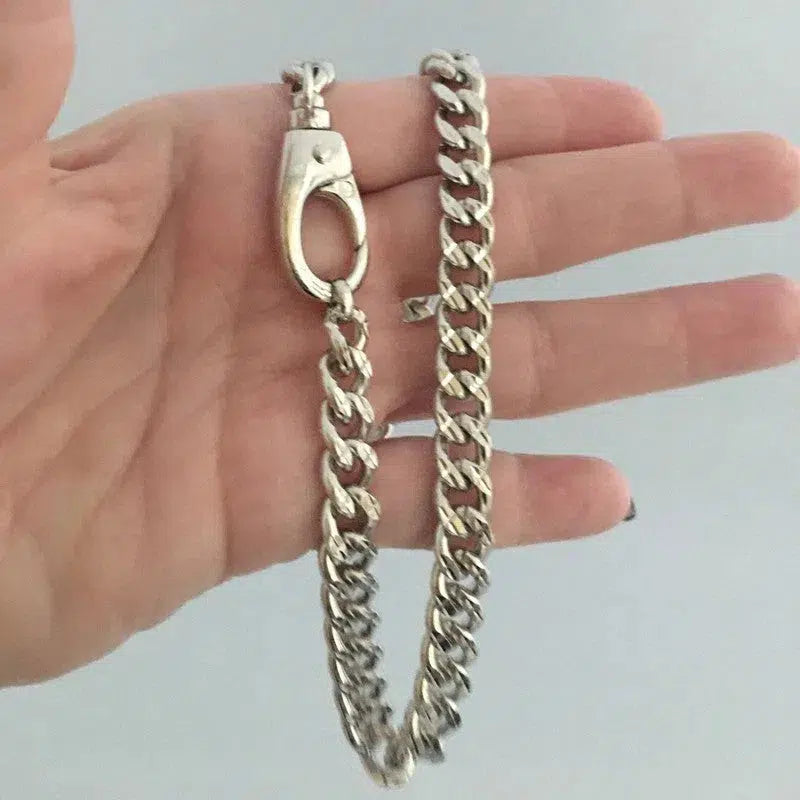 Chunky Cuban Chain Necklace-Silver Chunky Necklace-Curb Chain Necklace-Swivel Lock Clasp-Lock Necklace-Silver Spring Gate Clasp Necklace