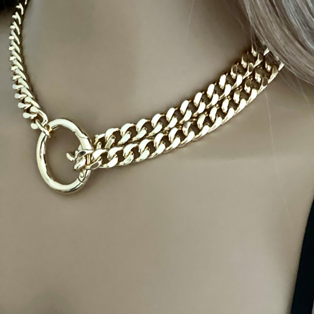 Chunky Gold Miami Cuban Chain Necklace-Thick Chunky Chain-Double Layer